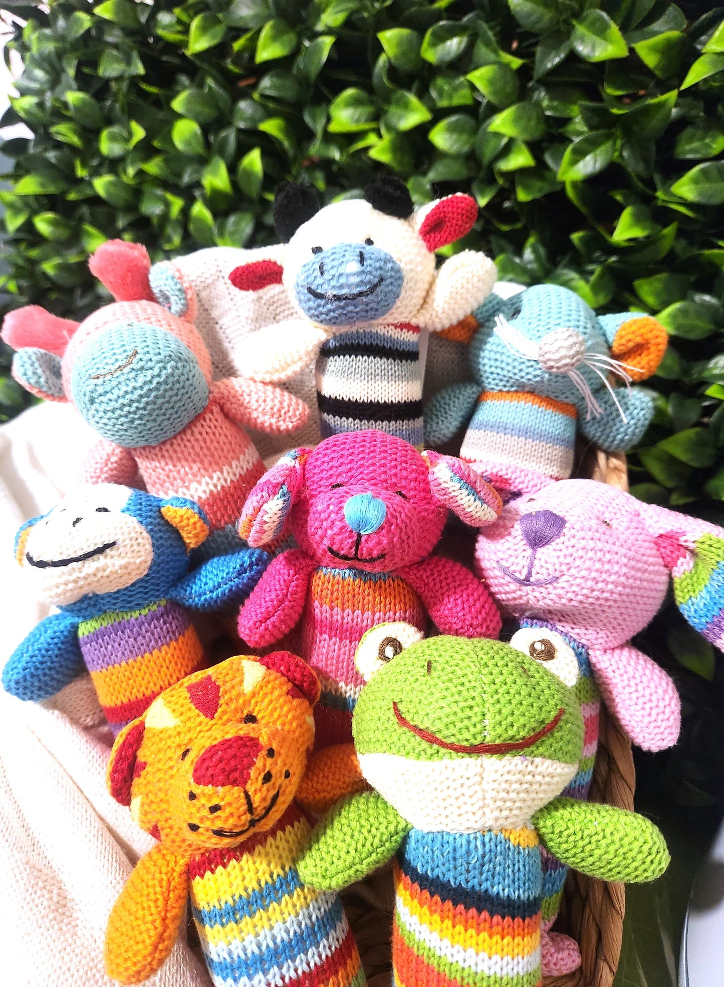 Crocheted animal rattle by Lily and George Giraffe