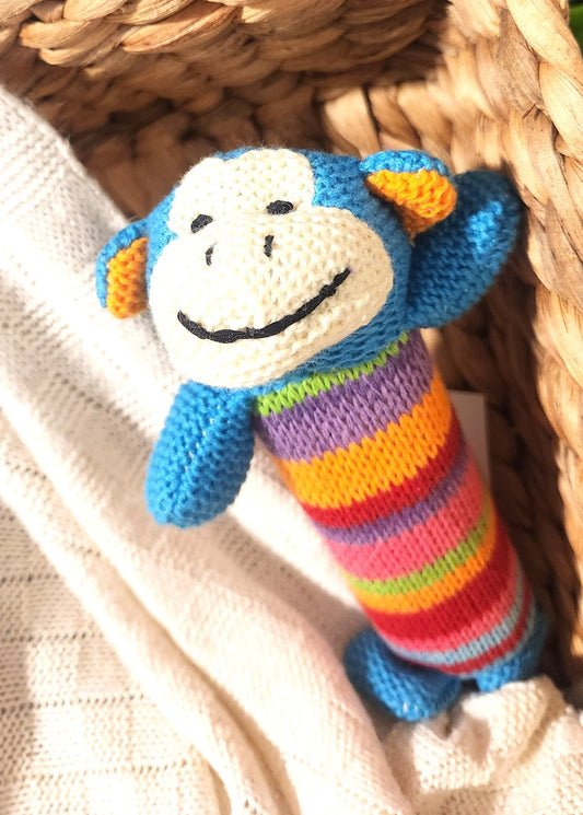Crocheted animal rattle by Lily and George Monkey