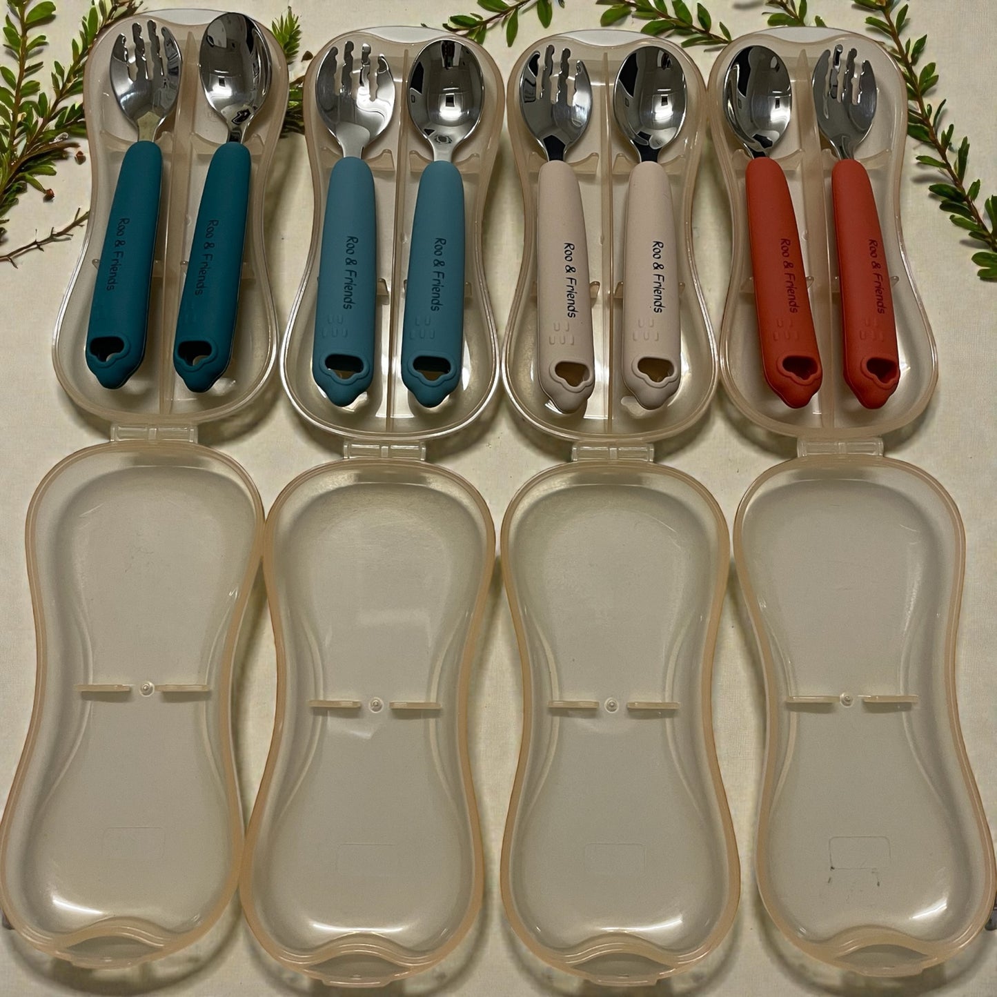 Silicone handle stainless steel fork and spoon set