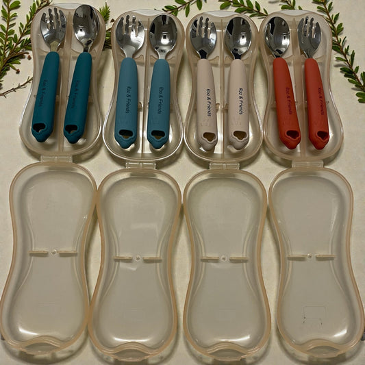 Silicone handle stainless steel fork and spoon set