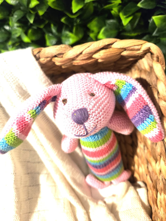 Crocheted animal rattle by Lily and George Rabbit