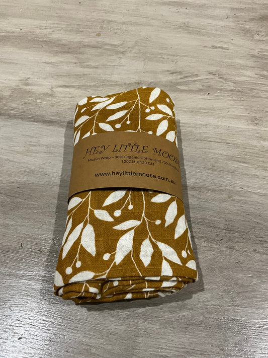 Muslin Wrap Brown Leaves