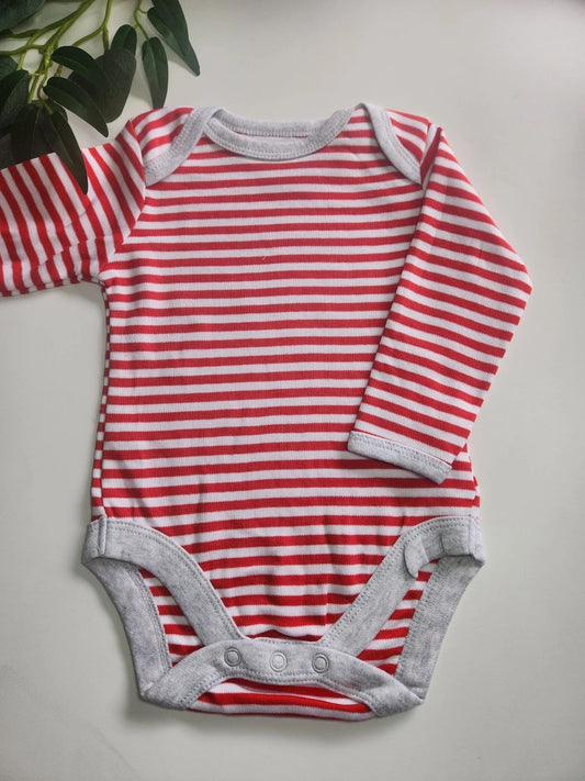Stripe Rompers Red Long Sleeve