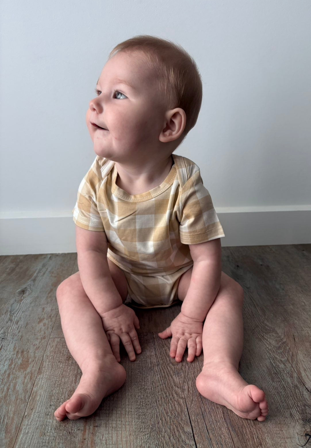 Bamboo Gingham Short Sleeve Onesies