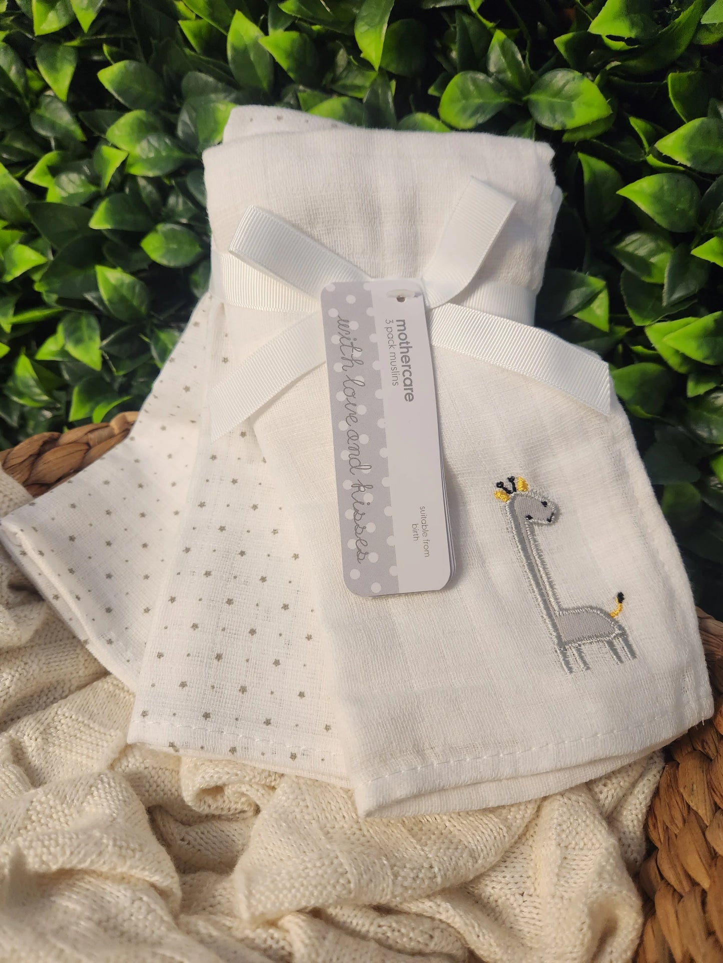 Three Pack Muslin Wraps Giraffe