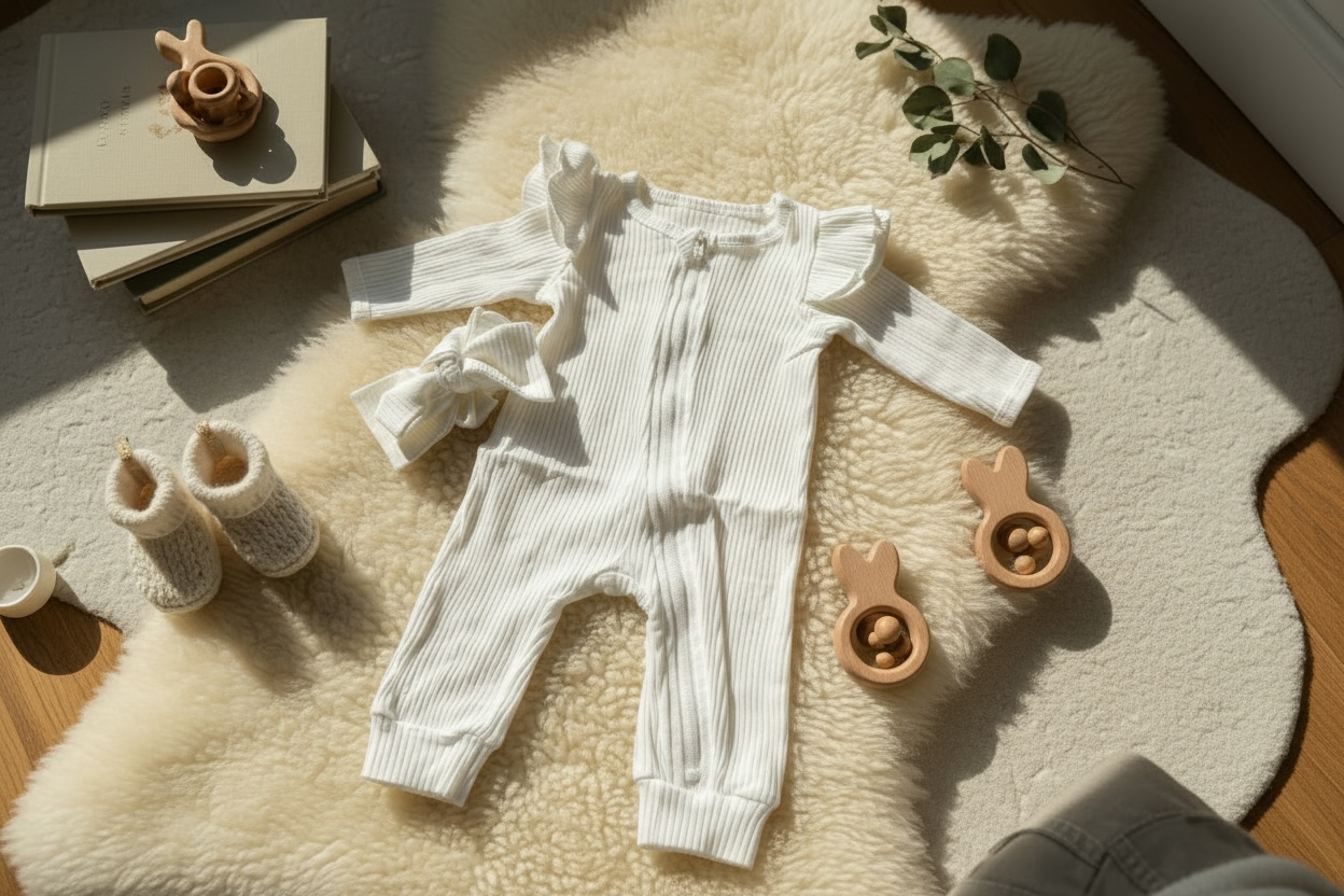Frilled Zippy with head bow White