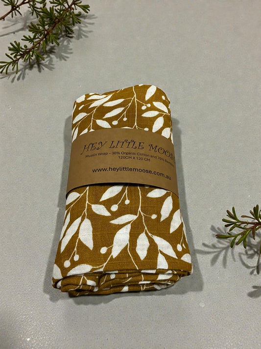 Muslin Wrap Brown Leaves